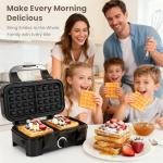 Waffle Maker with Removable Plates, 3-in-1 Sandwich maker and waffle and pancake maker, Nonstick Plates, 5-Level Browning Control & Ready Indicator Lights, Easy to Clean for Family Breakfast