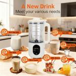 50oz Nut Milk Maker,10 in 1 Nut Milk Maker Machine with 20 Blades，Plant-Based Milk Maker for Soy，Juice, Fruit, Oat, Almond & Temp Hold, Delay Start, Boil & Auto Clean
