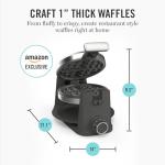 Martha Stewart Rotating Waffle Maker, 180° Flip Iron with PFAS-Free Nonstick Plates, Adjustable Timer, Ready Light, Drip Tray, Space Saving, Classic Round 7”, Easy to Clean, Stainless Steel, Caviar