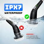 Shower Scrubber with Long Handle - Bathroom Power Electric Spin Scrubber for Cleaning Bathtub with 7 Brush Heads - Cordless IPX7 Waterproof Automatic for Grout, Tile, Tub, Toilet, Car