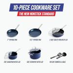 Blue Diamond 10 Piece Nonstick Cookware Set, Diamond Ceramic Pots & Pans, Dishwasher & Metal Utensil Safe, Non Toxic PFAS-Free, Kitchen Cooking Sauce & Saute Pans, Oven & Broiler to 600F, Blue