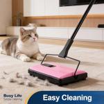 Yocada Manual Carpet Sweeper Cleaner Household Sweeper with Extra Brush Lightweight Hand Push Non-Electric for Home Office Low&Undercoat Carpets Rugs Pet Hair Dust Scraps Paper Small Rubbish Cleaning