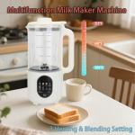 50oz Nut Milk Maker,10 in 1 Nut Milk Maker Machine with 20 Blades，Plant-Based Milk Maker for Soy，Juice, Fruit, Oat, Almond & Temp Hold, Delay Start, Boil & Auto Clean