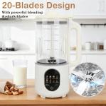 50oz Nut Milk Maker,10 in 1 Nut Milk Maker Machine with 20 Blades，Plant-Based Milk Maker for Soy，Juice, Fruit, Oat, Almond & Temp Hold, Delay Start, Boil & Auto Clean