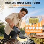 Aknrv Electric Grill Brush - Bristle Free Grill Brush for Outdoor Grill, Cordless BBQ Grill Cleaner with 3 Heads, Rechargeable 240 Mins Runtime Barbecue Grill Cleaning Brush (Gray)