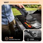 Aknrv Electric Grill Brush - Bristle Free Grill Brush for Outdoor Grill, Cordless BBQ Grill Cleaner with 3 Heads, Rechargeable 240 Mins Runtime Barbecue Grill Cleaning Brush (Gray)