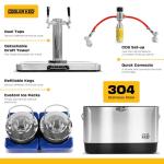 Cooler Keg Portable Kegerator Stainless Steel Insulated Draft System: 2 Refillable 1.75 Gallon Kegs, 24 Hours Ice Cold, No Electricity, Dual Taps, 4 CO2 Cartridges. Beer, Mixed Drinks, Cocktails, Mead
