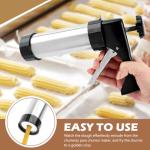 Churro Maker Machine - Stainless Steel Churro Maker Professional Churrera with 8 Stainless Steel Decorating Tips ＆ 8 Discs, Piping Bag, Churro Filler Hollow Churro(Black+silver)