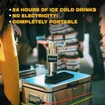 Cooler Keg Portable Kegerator Stainless Steel Insulated Draft System: 2 Refillable 1.75 Gallon Kegs, 24 Hours Ice Cold, No Electricity, Dual Taps, 4 CO2 Cartridges. Beer, Mixed Drinks, Cocktails, Mead