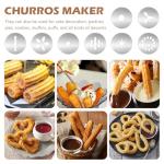 Churro Maker Machine - Stainless Steel Churro Maker Professional Churrera with 8 Stainless Steel Decorating Tips ＆ 8 Discs, Piping Bag, Churro Filler Hollow Churro(Black+silver)