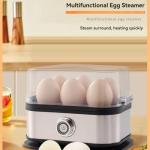 Smart Egg Cooker with Auto Shut, Rapid Egg Cooker Electric 6 Eggs Capacity, Hard, Medium, Soft Boiled Egg Poacher, egg steamer, Multi-function, Knob Controled Auto Shut-Off Function