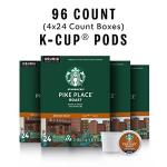 Starbucks K-Cup Coffee Pods, Medium Roast Hot or Iced Coffee, Pike Place Roast, 96 Keurig Pods ​