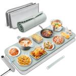 ROEDEER Silicone Warming Mat for Food Extra Large(15.6”x35”),Detachable Structure Food Warming Mats for Countertop,Warming Tray of 6 Temp-Settings & 6H Timer,with Heat Insulation Pad,XL-Gray