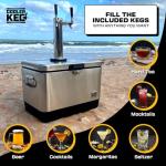 Cooler Keg Portable Kegerator Stainless Steel Insulated Draft System: 2 Refillable 1.75 Gallon Kegs, 24 Hours Ice Cold, No Electricity, Dual Taps, 4 CO2 Cartridges. Beer, Mixed Drinks, Cocktails, Mead