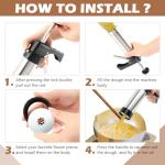 Churro Maker Machine - Stainless Steel Churro Maker Professional Churrera with 8 Stainless Steel Decorating Tips ＆ 8 Discs, Piping Bag, Churro Filler Hollow Churro(Black+silver)