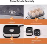 Smart Egg Cooker with Auto Shut, Rapid Egg Cooker Electric 6 Eggs Capacity, Hard, Medium, Soft Boiled Egg Poacher, egg steamer, Multi-function, Knob Controled Auto Shut-Off Function