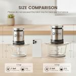 Kitchen in the box Food Processor, Electric Meat Grinder & Food Chopper with 400W Powerful Veggie Chopper-2 Bowls（8 Cup+8 Cup） & 2 Bi-Level Blades for Meat/Fish/Vegetable/Baby Food（Sliver Button）