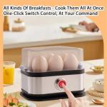Smart Egg Cooker with Auto Shut, Rapid Egg Cooker Electric 6 Eggs Capacity, Hard, Medium, Soft Boiled Egg Poacher, egg steamer, Multi-function, Knob Controled Auto Shut-Off Function