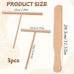 TIESOME 3 Pack Crepe Tool, 11.53" Pancake Turner + 2 Pcs Crepe Stick T-Shaped Spreader Sticks, Wooden Crepes Spatula Set for Any Size Pan Maker, Durable Lightweight