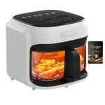 BOSWELL Glass Air Fryer, 7.5QT with Transparent Fry Bowl, Circulating Heating, Temperature Control, Air Fryer Roast, Dishwasher Safe (white)