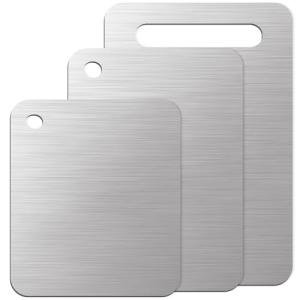 3 Pcs Stainless Steel Cutting Board for Kitchen, 13"x9.1", 12"x7.6", 9.3"x6" Stainless Steel Cutting Board for Kitchen 304 Steel Chopping Metal Cutting Board Set for Kitchen Meat Fruit Vegetable