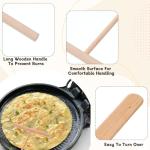 TIESOME 3 Pack Crepe Tool, 11.53" Pancake Turner + 2 Pcs Crepe Stick T-Shaped Spreader Sticks, Wooden Crepes Spatula Set for Any Size Pan Maker, Durable Lightweight