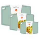 Liflicon Silicone Thick Cutting Boards Mats Set of 3 Foldable & Flexible Design Juice Grooves Easy Grip Handle Dishwasher Safe for Kitchen,BPA free Silicone Cutting Board-Light Green