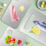 3 Pcs Stainless Steel Cutting Board for Kitchen, 13"x9.1", 12"x7.6", 9.3"x6" Stainless Steel Cutting Board for Kitchen 304 Steel Chopping Metal Cutting Board Set for Kitchen Meat Fruit Vegetable