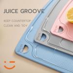 Liflicon Silicone Thick Cutting Boards Mats Set of 3 Foldable & Flexible Design Juice Grooves Easy Grip Handle Dishwasher Safe for Kitchen,BPA free Silicone Cutting Board-Light Green