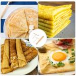 TIESOME 3 Pack Crepe Tool, 11.53" Pancake Turner + 2 Pcs Crepe Stick T-Shaped Spreader Sticks, Wooden Crepes Spatula Set for Any Size Pan Maker, Durable Lightweight