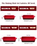 Casserole Dishes For Oven, Heat-Resistant Ceramic Bakeware Set Of 4 Rectangular Baking Dish Set With Handles For Lasagna, Cake, Pie, Dinner, Cooking, Ceramic Baking Dish, Red (9.4"/11.1"/12.2"/14.7")