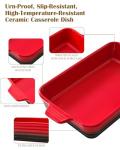 Casserole Dishes For Oven, Heat-Resistant Ceramic Bakeware Set Of 4 Rectangular Baking Dish Set With Handles For Lasagna, Cake, Pie, Dinner, Cooking, Ceramic Baking Dish, Red (9.4"/11.1"/12.2"/14.7")