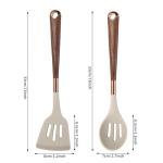 MANJIA Silicone Spatulas Set, Nonstick Silicone Spoon & Turner Spatula Set, Serving Spoon kitchen Spatula for Cooking Fish, Eggs,Flipper, Cooking Utensils Set 2pcs (khaki-slotted spoon & spatula)