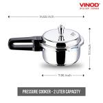 Vinod Pressure Cooker Stainless Steel – Outer Lid - 2 Liter – Induction Base Cooker – Indian Pressure Cooker – Sandwich Bottom – Best Used For Indian Cooking, Soups, and Rice Recipes, Quinoa