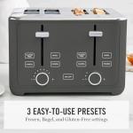 Martha Stewart 4 Slice Toaster, 10 Shade Settings with Defrost, Cancel, Bagel & Gluten-Free, Extra-Wide Self-Centering Slots for Waffles & Artisan Bread, Removable Crumb Tray, Cord Wrap, 1800W, Caviar