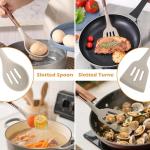 MANJIA Silicone Spatulas Set, Nonstick Silicone Spoon & Turner Spatula Set, Serving Spoon kitchen Spatula for Cooking Fish, Eggs,Flipper, Cooking Utensils Set 2pcs (khaki-slotted spoon & spatula)