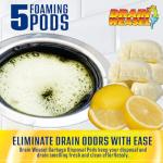 Drain Weasel Garbage Disposal Pods Cleaner and Deodorizer, Sink Odor Eliminator with Foaming Action, Septic-Safe Enzyme Formula, Fresh Lemon Scent, Pack of 5