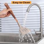 MANJIA Silicone Spatulas Set, Nonstick Silicone Spoon & Turner Spatula Set, Serving Spoon kitchen Spatula for Cooking Fish, Eggs,Flipper, Cooking Utensils Set 2pcs (khaki-slotted spoon & spatula)