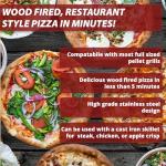 Pellet Grill Pizza Oven Attachment for Wood-Fired Cooking, Fits Traeger, GMG, Pit Boss, Camp Chef, Rec-Tec, Converts Grill to Pizza Oven, 800°F Heat, Stainless Steel