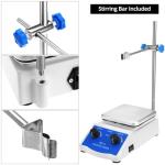 QWORK Magnetic Stirrer Hot Plate Mixer with 1000ml Capacity, 5x5 inch Size, 520°F Max Temperature - 100-2000 RPM