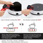 Lazy K Induction Cooktop Mat - Silicone Fiberglass Scratch Protector - for Magnetic Stove - Non Slip Pads to Prevent Pots from Sliding During Cooking_ Black (9.4inches)