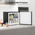 Kismile Compact Upright Mini Freezer 1.2Cu.ft, Black Design with Handle & Shelves, 3 Adjustable Thermostat, Quiet Operation for Home & Office