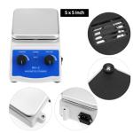 QWORK Magnetic Stirrer Hot Plate Mixer with 1000ml Capacity, 5x5 inch Size, 520°F Max Temperature - 100-2000 RPM