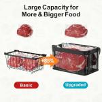 iSPECLE Freezer Organizer Bins, 3 Pack 15" Large Stackable Deep Freezer Organizer Bins for 5 to 7 Cu.Ft Chest Freezer, Sturdy Fabric & Stainless Steel for Meat & Vegetables, Easy Access, Black