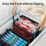 iSPECLE Freezer Organizer Bins, 3 Pack 15" Large Stackable Deep Freezer Organizer Bins for 5 to 7 Cu.Ft Chest Freezer, Sturdy Fabric & Stainless Steel for Meat & Vegetables, Easy Access, Black