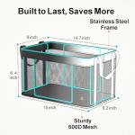 iSPECLE Freezer Organizer Bins, 3 Pack 15" Large Stackable Deep Freezer Organizer Bins for 5 to 7 Cu.Ft Chest Freezer, Sturdy Fabric & Stainless Steel for Meat & Vegetables, Easy Access, Black