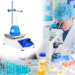 QWORK Magnetic Stirrer Hot Plate Mixer with 1000ml Capacity, 5x5 inch Size, 520°F Max Temperature - 100-2000 RPM