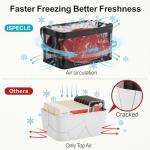 iSPECLE Freezer Organizer Bins, 3 Pack 15" Large Stackable Deep Freezer Organizer Bins for 5 to 7 Cu.Ft Chest Freezer, Sturdy Fabric & Stainless Steel for Meat & Vegetables, Easy Access, Black