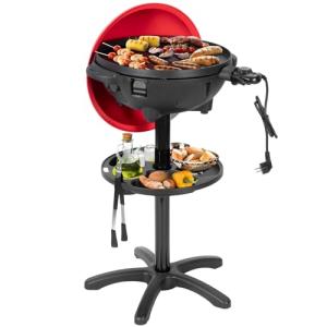 QPMR Electric Grill Outdoor/Indoor,Portable BBQ Grill with Nonstick Surface,200 Square Inches Indoor Electric Barburcue Grill with Adjustable Heat,Stand/Tabletop,for Patio/Yard/Home(Red)