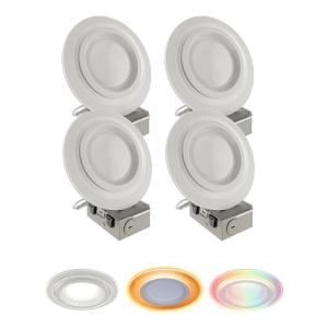 HALO 6” Dual Zone Smart Wi-Fi® Canless LED Light Powered by WiZ Pro 4 Pack, Dimmable Full Color w/SpaceSense, Smart Home Ready RLWZDZC6-4PK